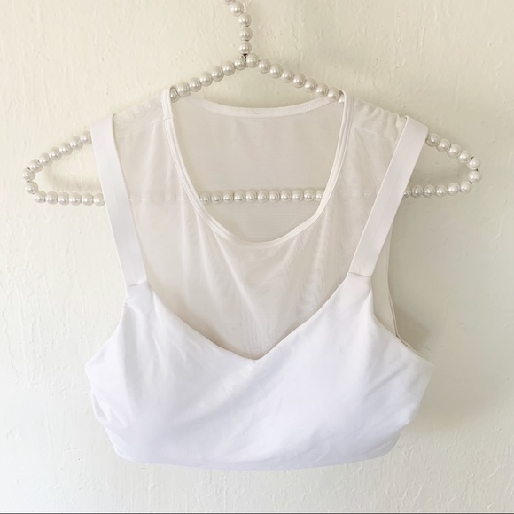 Athleta Reverse Layering Crop Sports Bra In White - Picture 3 of 9